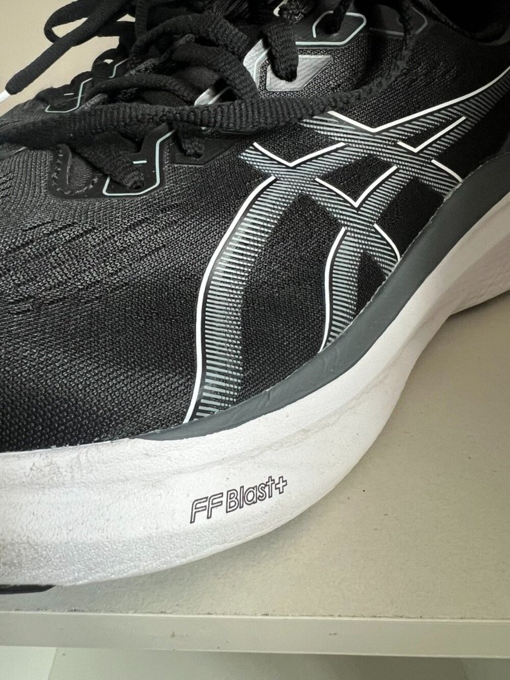 asics ff blast Men’s 8.5 gel kayano 1011b690 Black White Extra Wide No Box - Picture 3 of 9
